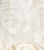 Ivory Floral Jacquard Mini Dress – Bodycon Boat Neck Ruffle Hem Dress