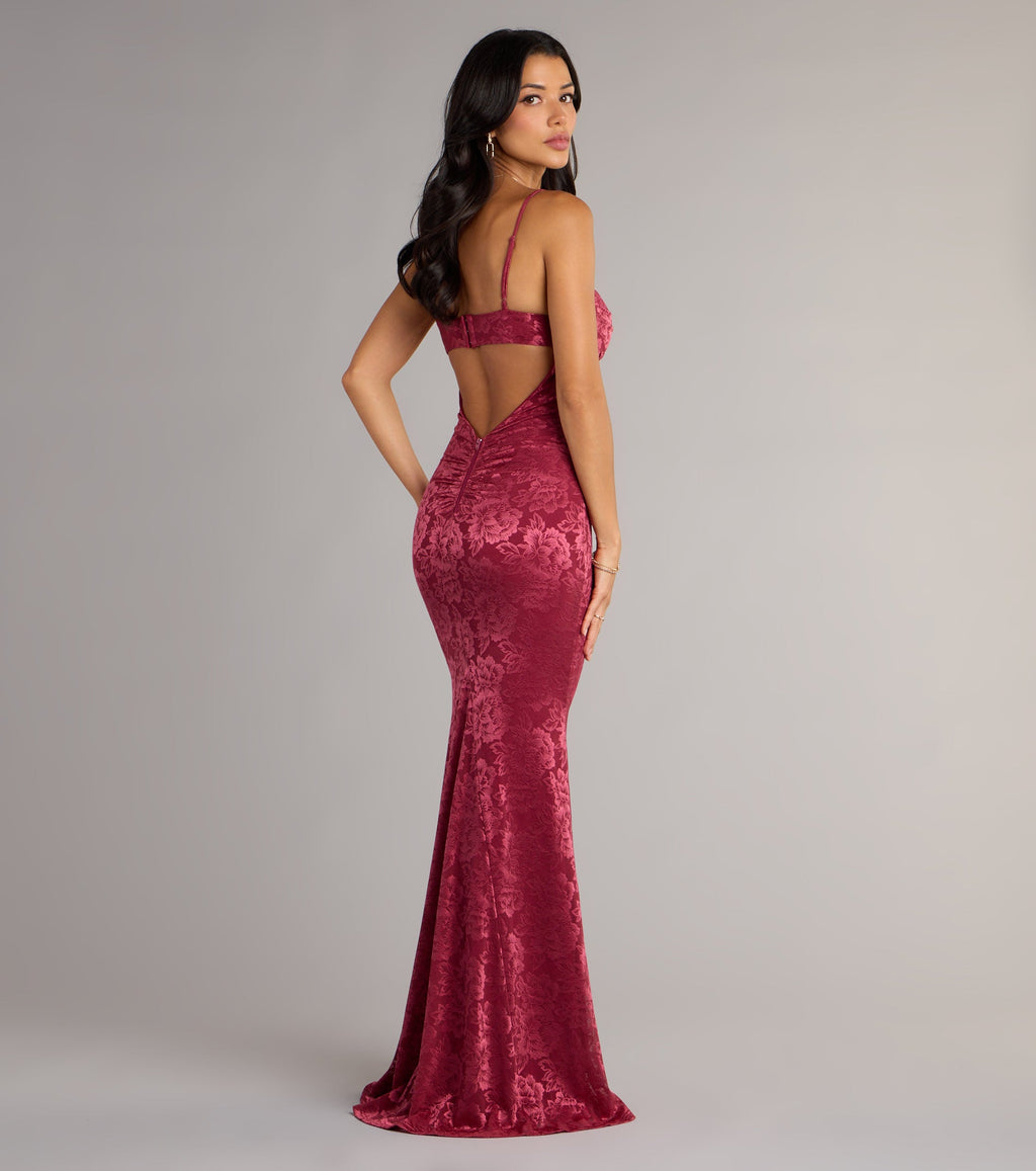 Haisley Floral Lace Mermaid Prom Dress – Open Back Long Formal Gown