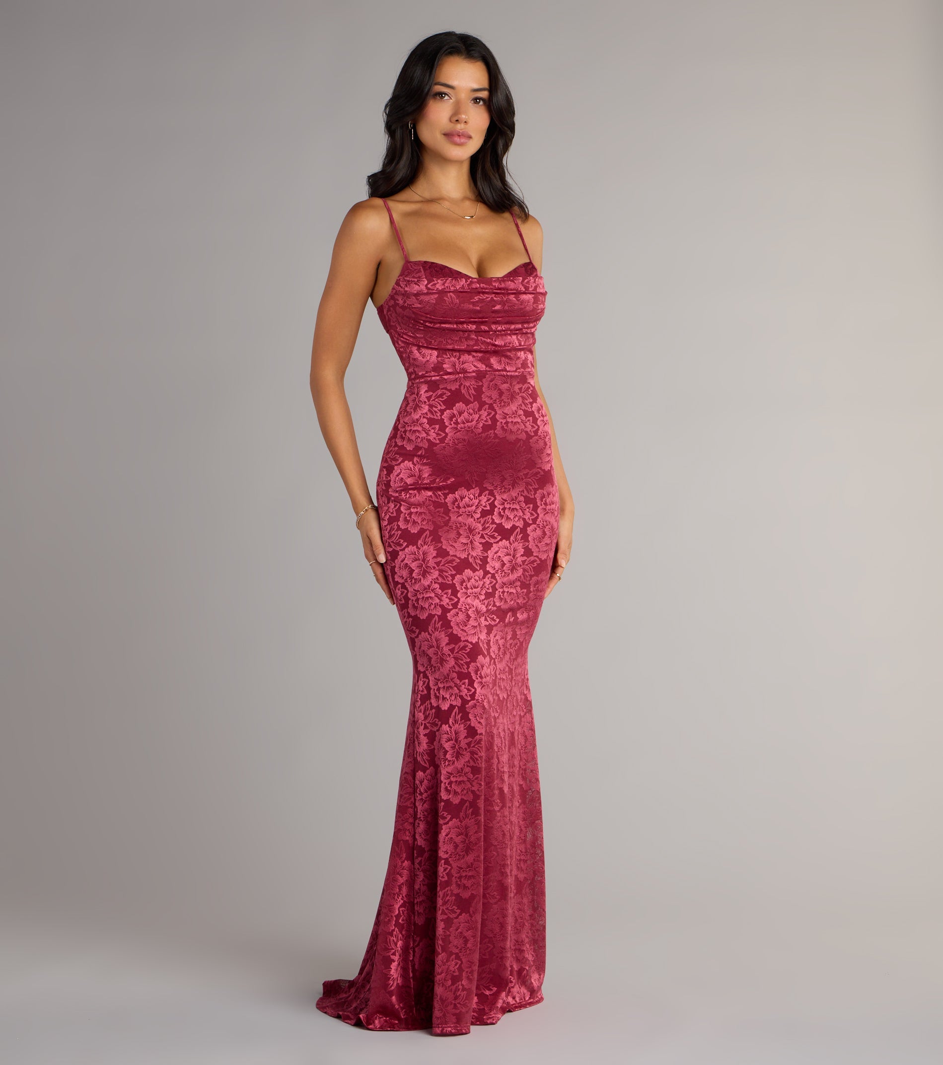 Haisley Floral Lace Mermaid Prom Dress – Open Back Long Formal Gown