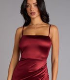 Mayra Satin Prom Dress – Square Neck High Slit Long Formal Gown