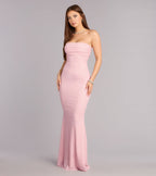 Audrina Glitter Knit Strapless Mermaid Formal Dress – Floor-Length Shimmer Gown