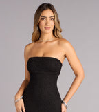 Audrina Glitter Knit Strapless Mermaid Formal Dress – Floor-Length Shimmer Gown