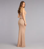 Audrina Glitter Knit Strapless Mermaid Formal Dress – Floor-Length Shimmer Gown