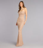 Audrina Glitter Knit Strapless Mermaid Formal Dress – Floor-Length Shimmer Gown
