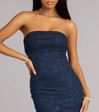 Audrina Glitter Knit Strapless Mermaid Formal Dress – Floor-Length Shimmer Gown