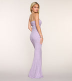 Audrina Glitter Knit Strapless Mermaid Formal Dress – Floor-Length Shimmer Gown