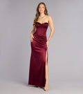 Alissa Satin Corset Slit Formal Dress