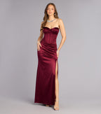 Alissa Satin Corset Slit Formal Dress