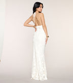 Ivory Crochet Halter Mermaid Dress – Floor-Length Formal Gown