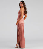 Mayra Satinkleid Rosegold Seitenansicht
