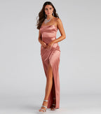 Rückansicht Mayra Satin Brautjungfernkleid Rosegold