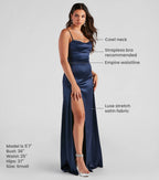 Marissa Satin Brautjungfernkleid Marineblau – Ganzkörperansicht