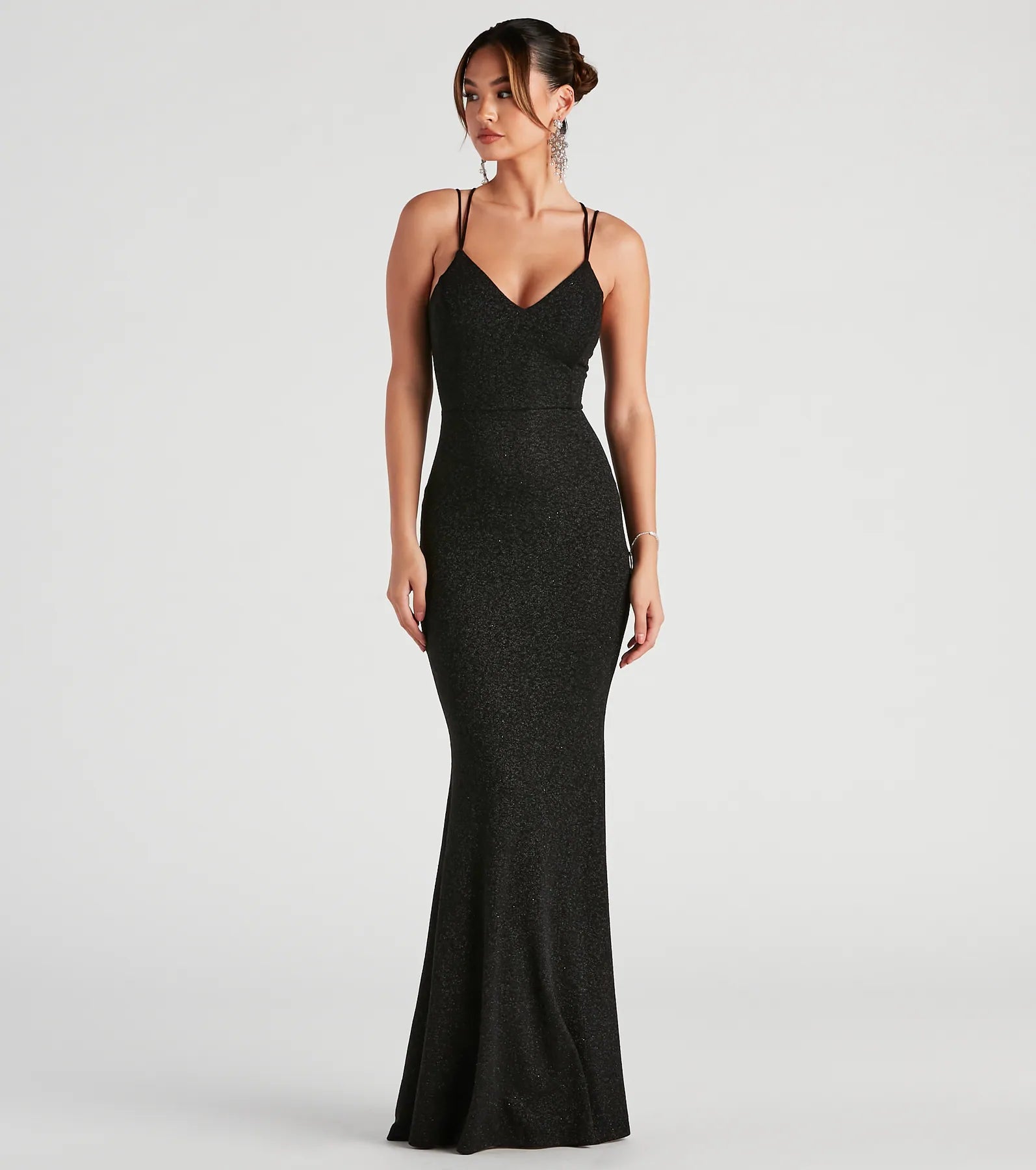 Rachel Glitter Mermaid Prom Dress – Lace-Up Long Formal Gown