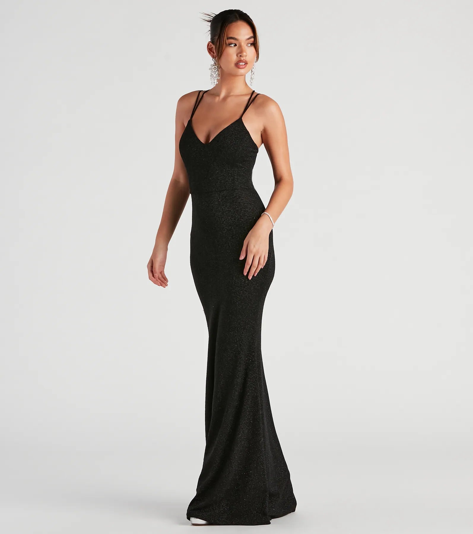 Rachel Glitter Mermaid Prom Dress – Lace-Up Long Formal Gown