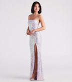 Edlyn Sequin Mermaid Prom Dress – Lace-Up Square Neck Long Formal Gown