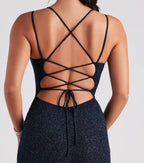 Rachel Glitter Mermaid Prom Dress – Lace-Up Long Formal Gown