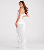 Mayra Satin Prom Dress – Square Neck High Slit Long Formal Gown