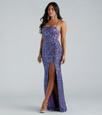 Rowena Sequin Mermaid Prom Dress – Lace-Up Square Neck Long Formal Gown