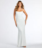 Rowan Glitter Ruched Mermaid Prom Dress – Open Back Long Formal Gown