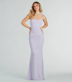 Rowan Glitter Ruched Mermaid Prom Dress – Open Back Long Formal Gown