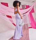 Rowan Glitter Ruched Mermaid Prom Dress – Open Back Long Formal Gown