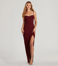 Fran Crepe Sweetheart Column Prom Dress – High Slit Long Formal Gown