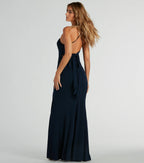 Ashley Bow Mermaid Prom Dress – Sleeveless High Slit Long Formal Gown
