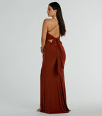 Ashley Bow Mermaid Prom Dress – Sleeveless High Slit Long Formal Gown