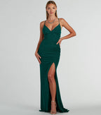 Ellora Glitter Mermaid Prom Dress – Lace-Up V-Neck Long Formal Gown