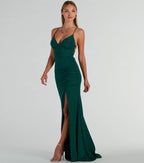 Ellora Glitter Mermaid Prom Dress – Lace-Up V-Neck Long Formal Gown