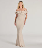 Halsey Glitter Mermaid Prom Dress – Off-Shoulder Ruffled Formal Gown