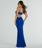 Katerina Glitter Mermaid Prom Dress – Square Neck Open Back Formal Gown