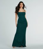 Katerina Glitter Mermaid Prom Dress – Square Neck Open Back Formal Gown