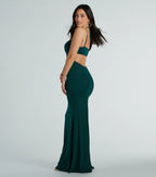 Katerina Glitter Mermaid Prom Dress – Square Neck Open Back Formal Gown