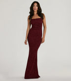 Wendy Glitter Mermaid Prom Dress – Square Neck Sleeveless Formal Gown