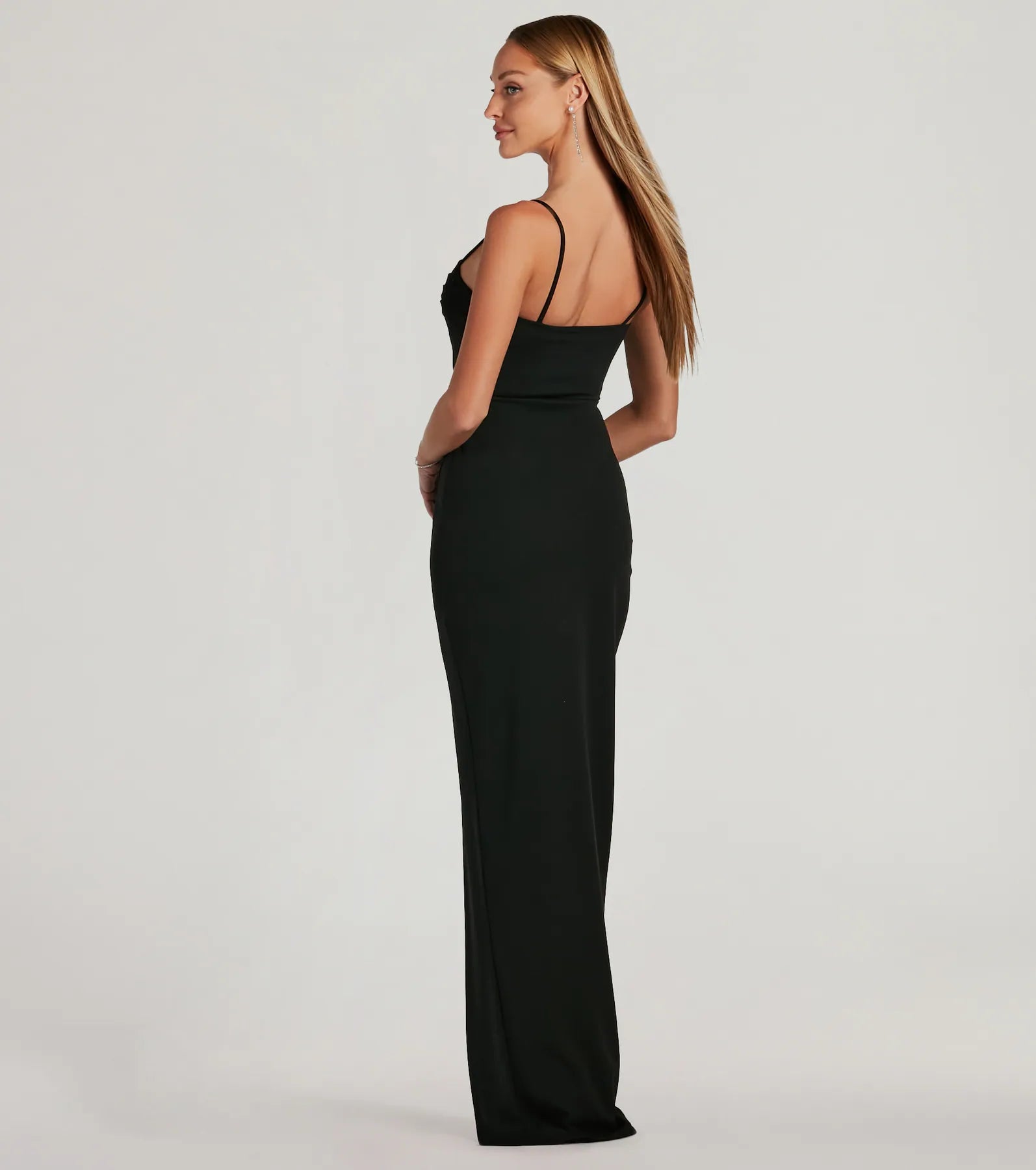 Fran Crepe Sweetheart Column Prom Dress – High Slit Long Formal Gown