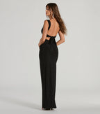 Annie Glitter Mermaid Prom Dress – Wrap Slit Long Formal Gown