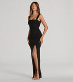 Annie Glitter Mermaid Prom Dress – Wrap Slit Long Formal Gown