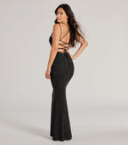 Jade Glitter Mermaid Prom Dress – Lace-Up Square Neck Long Formal Gown
