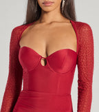 Wren Beaded Long Sleeve Prom Dress – High Slit Column Formal Gown