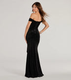 Alayna Glitter Velvet Mermaid Prom Dress – Off-Shoulder Long Formal Gown