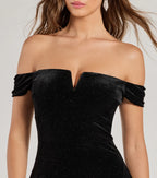 Alayna Glitter Velvet Mermaid Prom Dress – Off-Shoulder Long Formal Gown