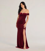 Alayna Glitter Velvet Mermaid Prom Dress – Off-Shoulder Long Formal Gown