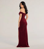 Alayna Glitter Velvet Mermaid Prom Dress – Off-Shoulder Long Formal Gown
