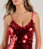 Rückansicht Aurinda Pailletten Abendkleid Rot
