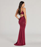Rowan Glitter Ruched Mermaid Prom Dress – Open Back Long Formal Gown