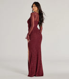 Connie Glitter Long Sleeve Column Prom Dress – Sweetheart Long Formal Gown