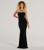 Luisa Velvet Mermaid Prom Dress – Pearl Fringe Corset Long Formal Gown
