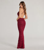 Briella Glitter Lace Mermaid Prom Dress – Cross-Back Long Formal Gown