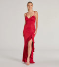 Eva Glitter Mermaid Prom Dress – Lace-Up High-Low Ruffle Formal Gown